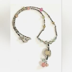 Vintage Silpada 925 SS W/ Chalcedony, Aventurine, Amber Crystal And Glass